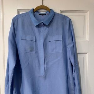 Elie Tahari blue linen tunic size large